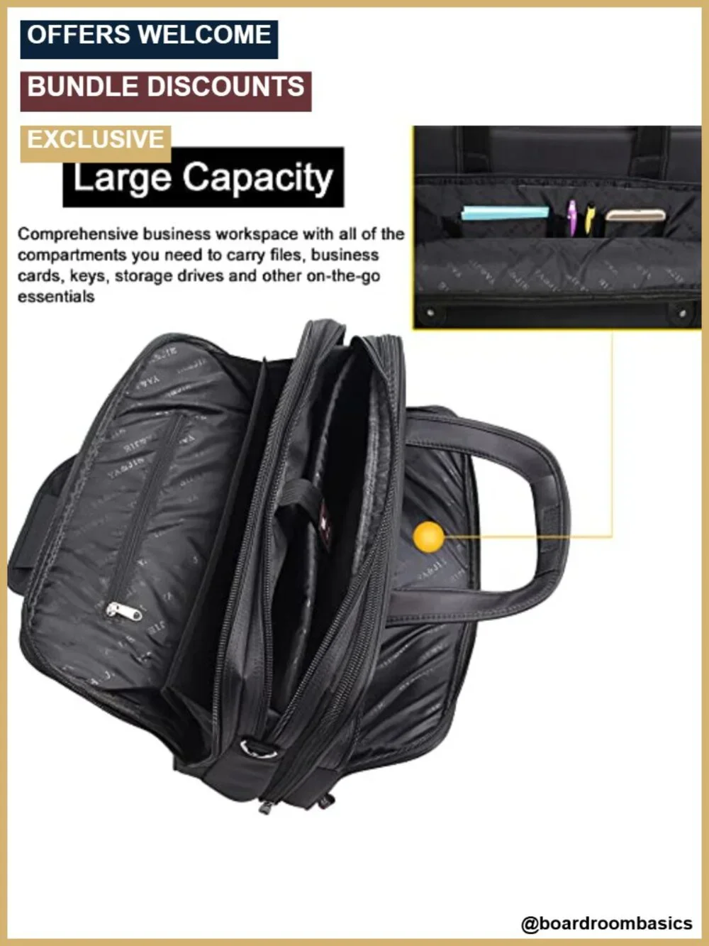 Large Canvas Briefcase Laptop Bag Mens Work Tote 19 Inch